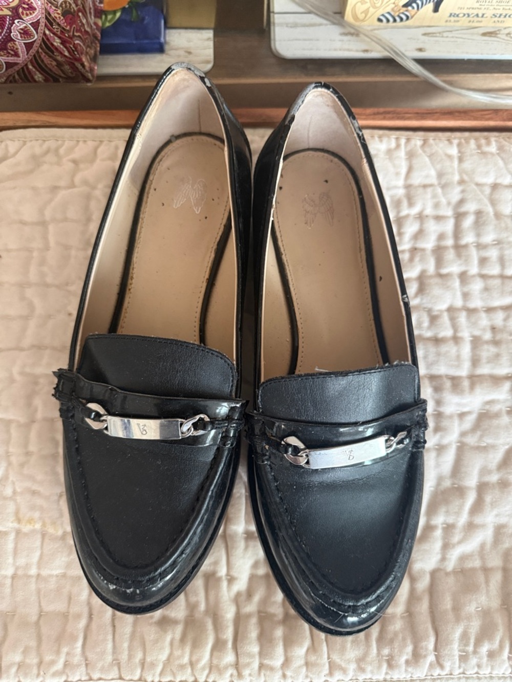 Victoria's Secret Black Leather Loafers with Silver Bit